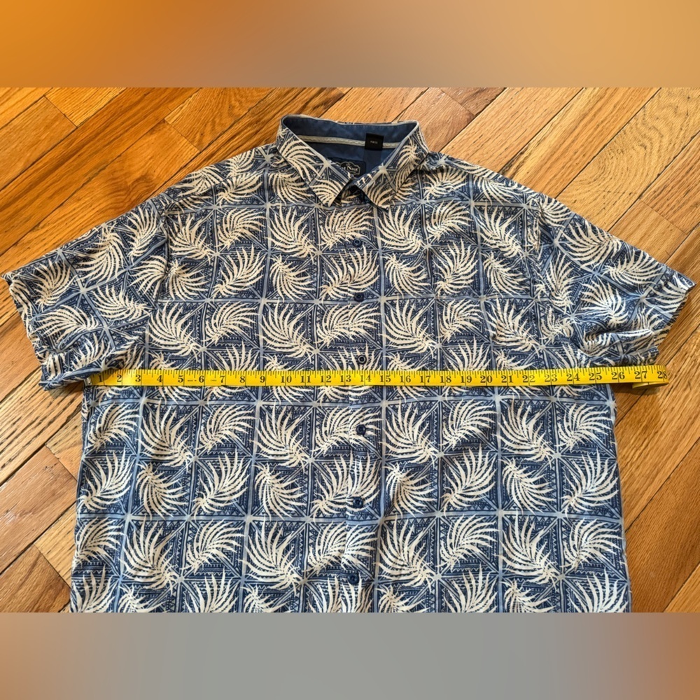 Nat Nast Luxury Originals Silk/Cotton Blend Palm Leaf Blue Hawaii Shirt Mens XXL - Picture 10 of 12
